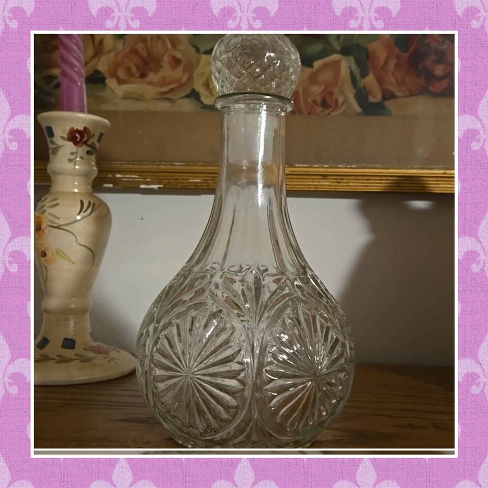 Vintage glass decanter with stopper